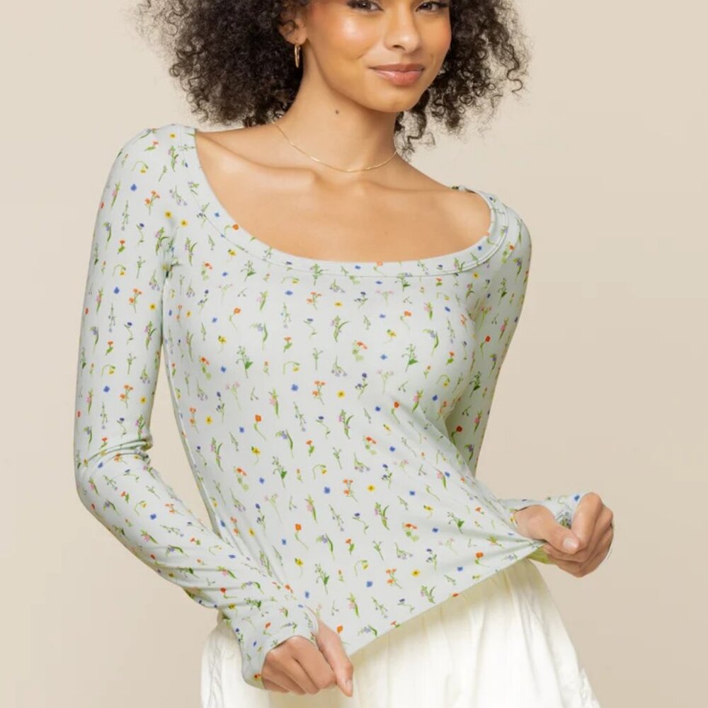 Popflex Your Favorite Reversible Long Sleeve Top in Meadow